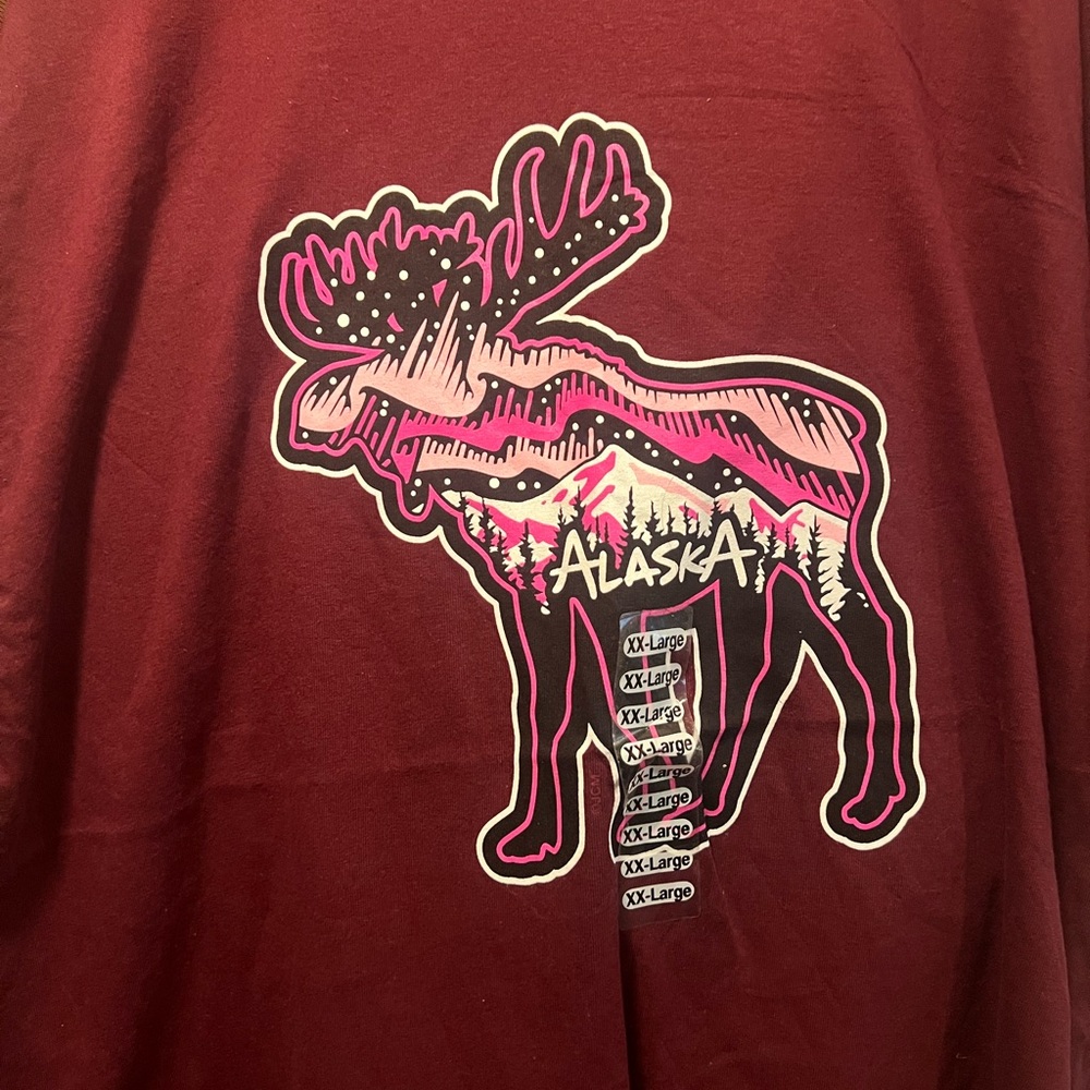 Alaska Moose Cotton Maroon T-Shirt